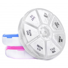 Органайзер для таблеток 7-денний, Round Portable 7 Compartment Weekly Pill Box, MEMOSAN, круглий, білий Органайзер для таблеток 7-денний, Round Portable 7 Compartment Weekly Pill Box, MEMOSAN, круглий, білий