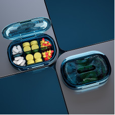Органайзер для таблеток, Plastic Pill Organizer Waterproof Moisture-Proof, MEMOSAN, водонепроникний, вологостійкий, з 6 відділеннями, синій