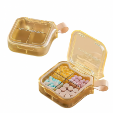 Органайзер для таблеток з 4 відділеннями, 4 Case Pill Organizer Pill Box & Travel Pill Case, MEMOSAN, жовтий Органайзер для таблеток з 4 відділеннями, 4 Case Pill Organizer Pill Box & Travel Pill Case, MEMOSAN, жовтий