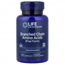 Амінокислоти BCAA, Branched Chain Amino Acids, Life Extension, 90 капсул