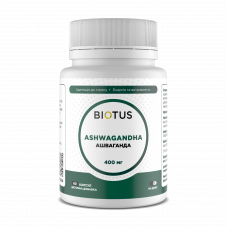 Ашваганда, Ashwagandha, Biotus, 400 мг, 60 капсул