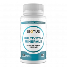 Мультивітаміни та мінерали, Multivits & Minerals, Biotus, 60 капсул (1 раз на день)