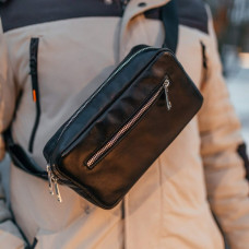 Чоловіча шкіряна чорна сумка на пояс бананка Кентукки глянець Чоловіча шкіряна чорна сумка на пояс бананка Кентукки глянець