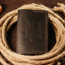 Чоловіча обкладинка на паспорт коричнева Тризуб
