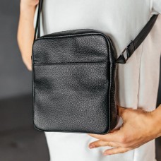 Чоловіча шкіряна сумка через плече London чорна