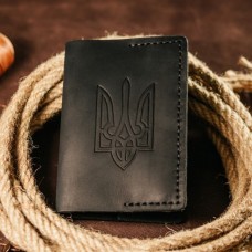 Обкладинка на паспорт жіноча чорна Тризуб Обкладинка на паспорт жіноча чорна Тризуб