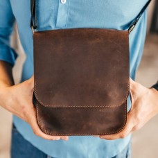 Чоловіча шкіряна сумка через плече Miami коричнева Чоловіча шкіряна сумка через плече Miami коричнева