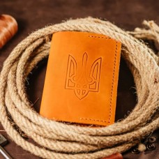 Чоловіча обкладинка на паспорт руда Тризуб Чоловіча обкладинка на паспорт руда Тризуб