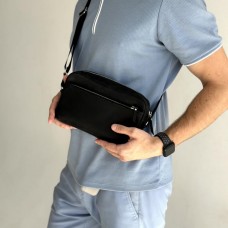 Чоловіча шкіряна сумка через плече New York чорна