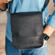 Чоловіча шкіряна сумка через плече Miami чорна Чоловіча шкіряна сумка через плече Miami чорна