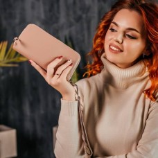 Жіночий клатч рожевий гладкий
